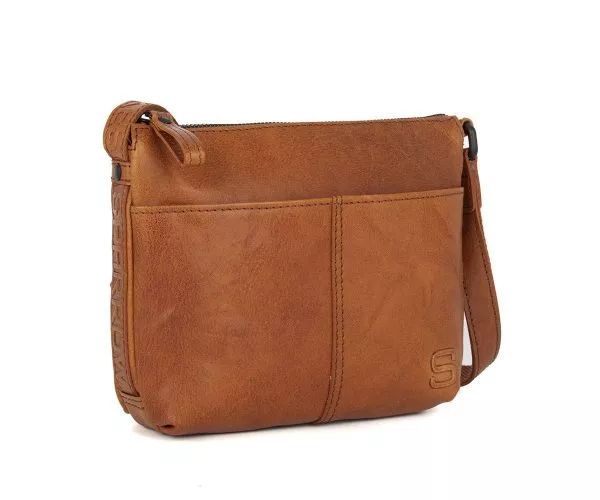 Spikes & Sparrow Spikes & Sparrow Leren Crossbodytas Mini – Blanche – Brandy Cognac