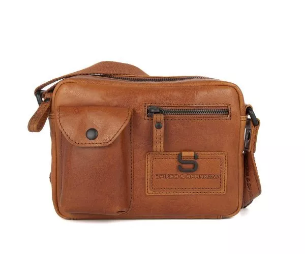 spikes & sparrow Spikes & Sparrow Leren Crossbodytas – Nashville – Brandy Cognac