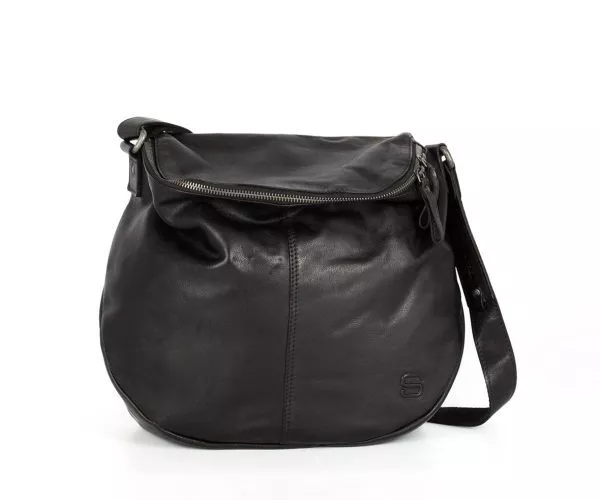 spikes & sparrow Spikes & Sparrow Leren Crossbodytas – Paisley – Zwart