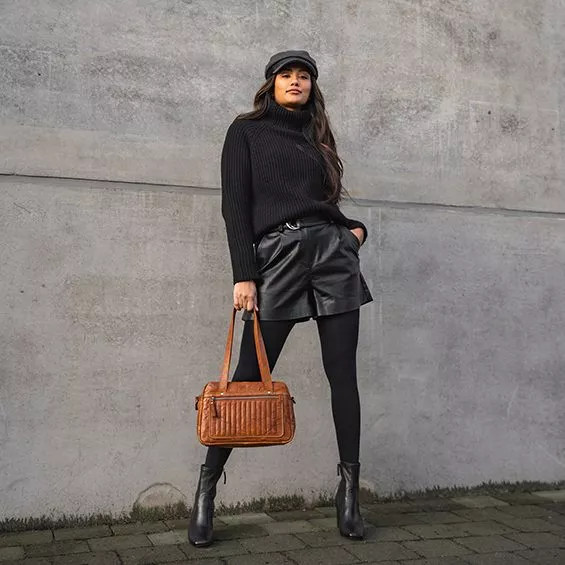 Spikes & Sparrow Spikes & Sparrow Leren Handtas – Audrey – Brandy Cognac