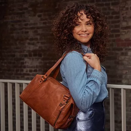 Spikes & Sparrow Spikes & Sparrow Leren Handtas – Kayleigh – Brandy Cognac