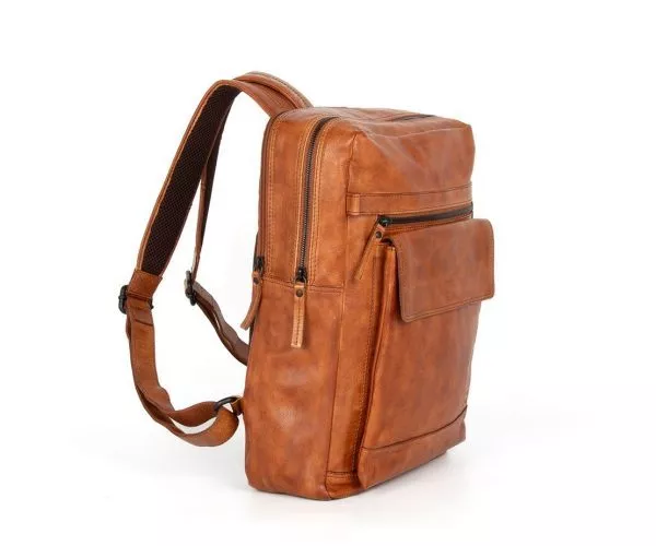 spikes & sparrow Spikes & Sparrow Leren Laptop Rugzak – Scott – Brandy Cognac