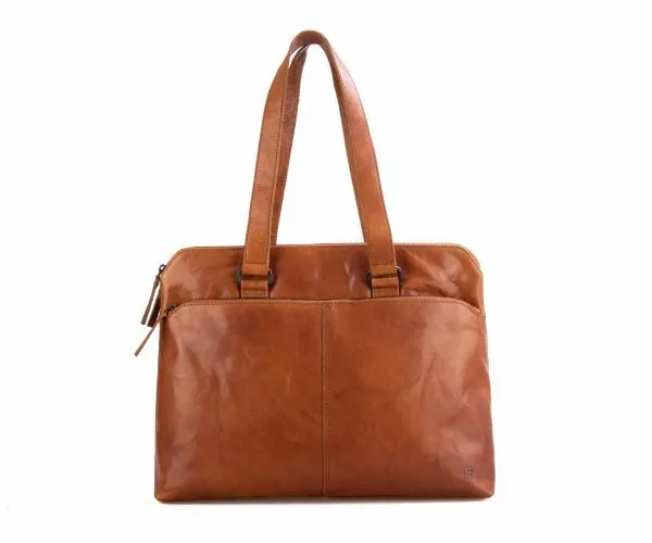 spikes & sparrow Spikes & Sparrow Leren Laptop Schoudertas – Billie – Brandy Cognac