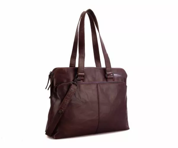 Spikes & Sparrow Spikes & Sparrow Leren Laptop Schoudertas – Billie – Donkerbruin