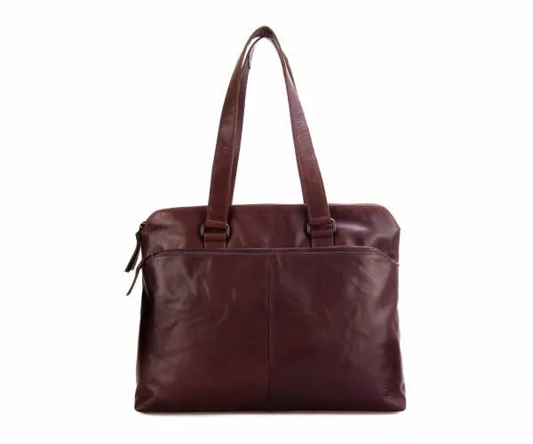 spikes & sparrow Spikes & Sparrow Leren Laptop Schoudertas – Billie – Donkerbruin