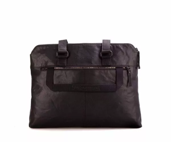 Spikes & Sparrow Spikes & Sparrow Leren Laptop Schoudertas – Billie – Zwart