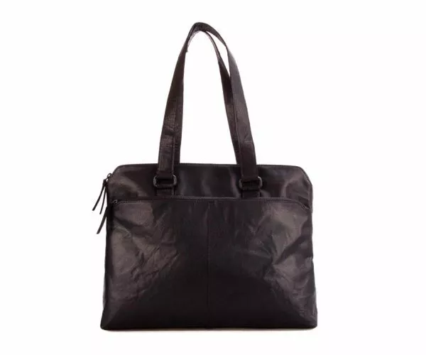 spikes & sparrow Spikes & Sparrow Leren Laptop Schoudertas – Billie – Zwart