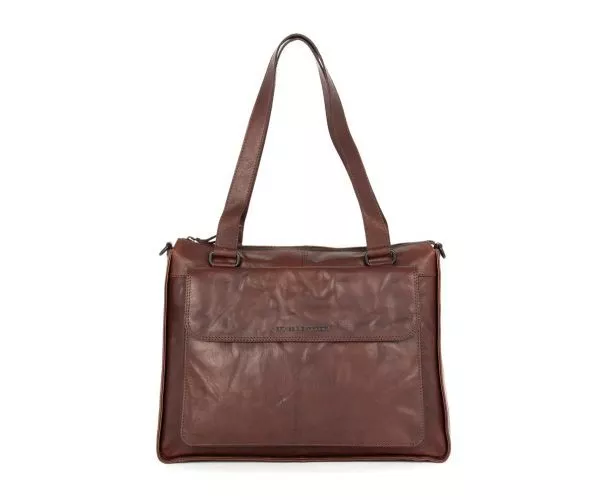 spikes & sparrow Spikes & Sparrow Leren Laptop Schoudertas – Ceciley – Donkerbruin