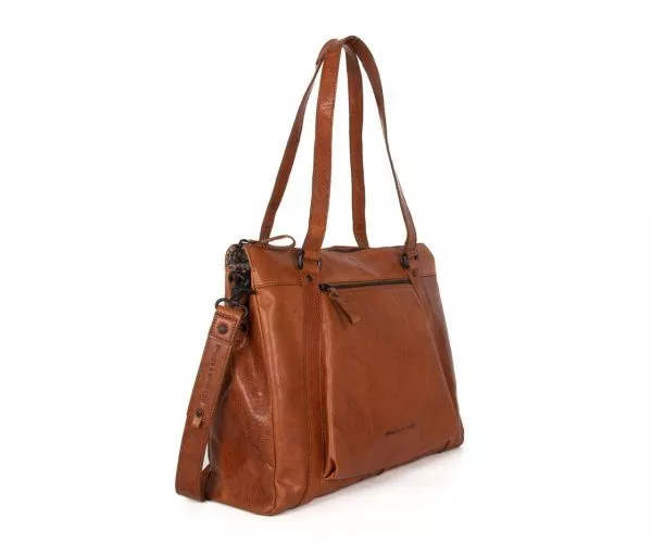 Spikes & Sparrow Spikes & Sparrow Leren Laptop Schoudertas – Lux – Brandy Cognac