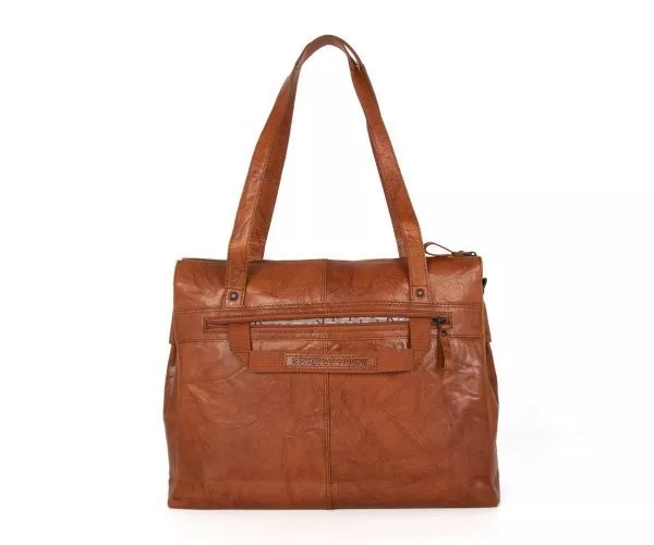 Spikes & Sparrow Spikes & Sparrow Leren Laptop Schoudertas – Lux – Brandy Cognac