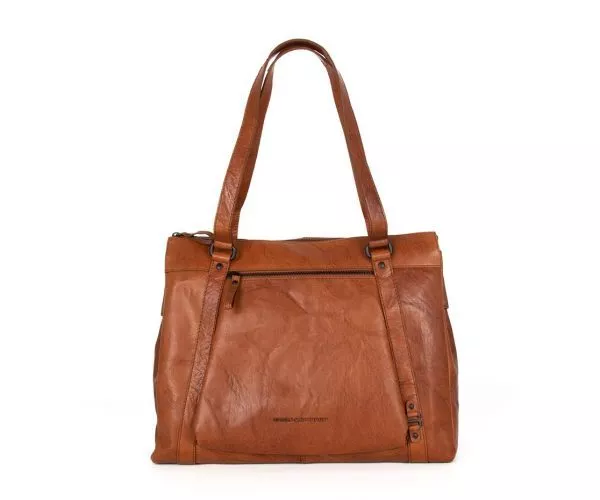 spikes & sparrow Spikes & Sparrow Leren Laptop Schoudertas – Lux – Brandy Cognac