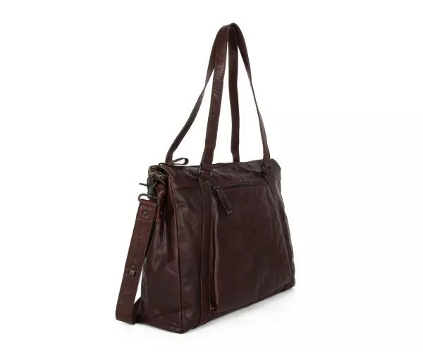 Spikes & Sparrow Spikes & Sparrow Leren Laptop Schoudertas – Lux – Donkerbruin