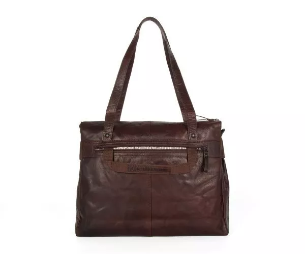 Spikes & Sparrow Spikes & Sparrow Leren Laptop Schoudertas – Lux – Donkerbruin