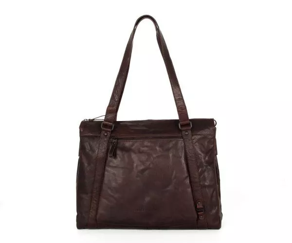 spikes & sparrow Spikes & Sparrow Leren Laptop Schoudertas – Lux – Donkerbruin