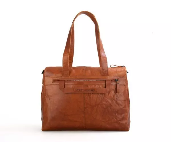 Spikes & Sparrow Spikes & Sparrow Leren Laptop Schoudertas – Sadie – Brandy Cognac