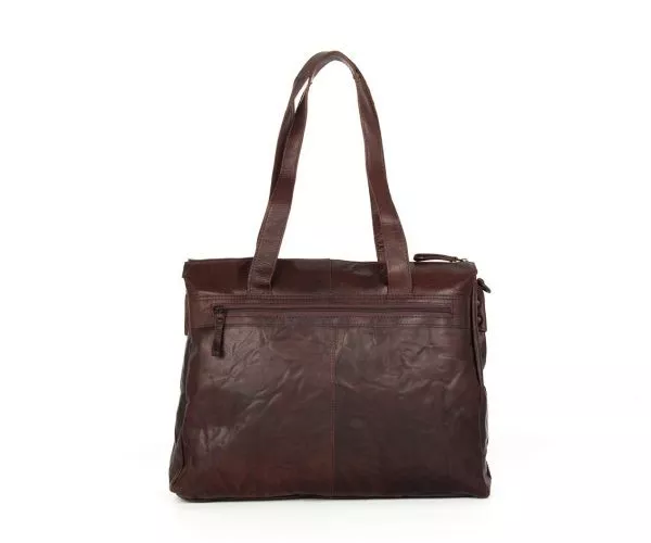 Spikes & Sparrow Spikes & Sparrow Leren Laptop Schoudertas – Sadie – Donkerbruin