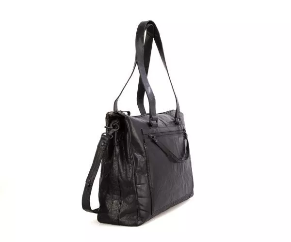 Spikes & Sparrow Spikes & Sparrow Leren Laptop Schoudertas – Sadie – Zwart