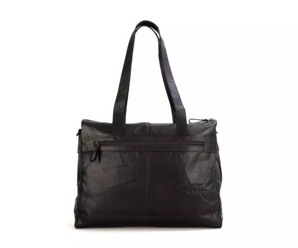 Spikes & Sparrow Spikes & Sparrow Leren Laptop Schoudertas – Sadie – Zwart