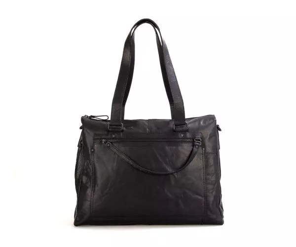 spikes & sparrow Spikes & Sparrow Leren Laptop Schoudertas – Sadie – Zwart