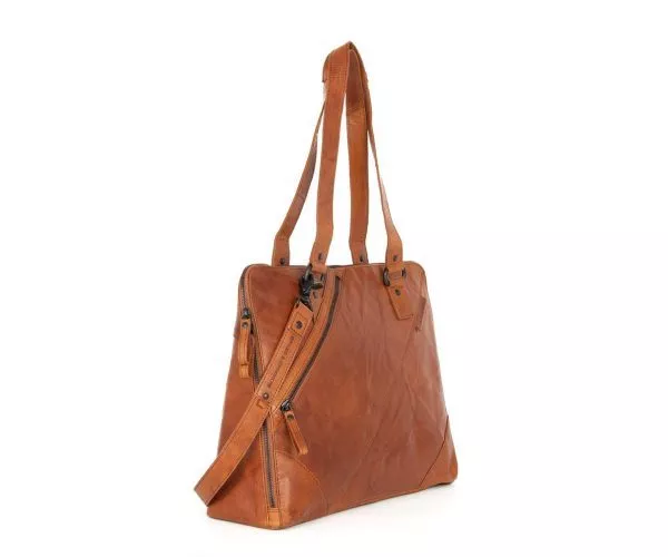 Spikes & Sparrow Spikes & Sparrow Leren Laptop Schoudertas – Stella – Brandy Cognac