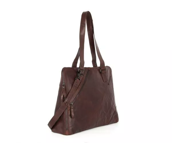 Spikes & Sparrow Spikes & Sparrow Leren Laptop Schoudertas – Stella – Donkerbruin