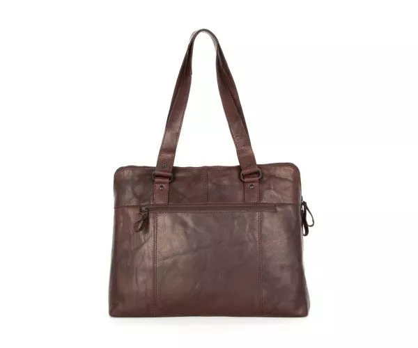 Spikes & Sparrow Spikes & Sparrow Leren Laptop Schoudertas – Stella – Donkerbruin