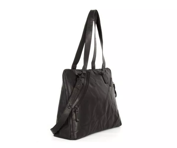 Spikes & Sparrow Spikes & Sparrow Leren Laptop Schoudertas – Stella – Zwart