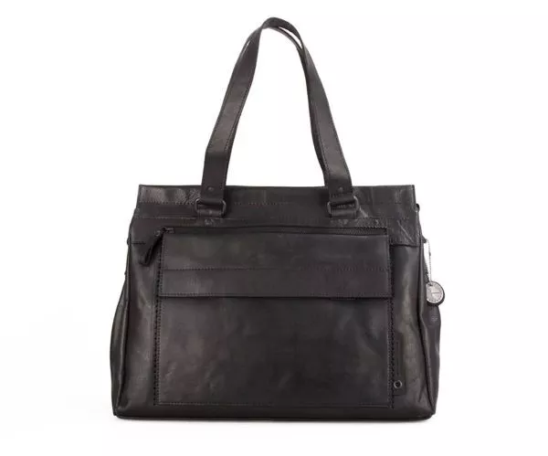 spikes & sparrow Spikes & Sparrow Leren Laptop Schoudertas – Yosemite – Zwart