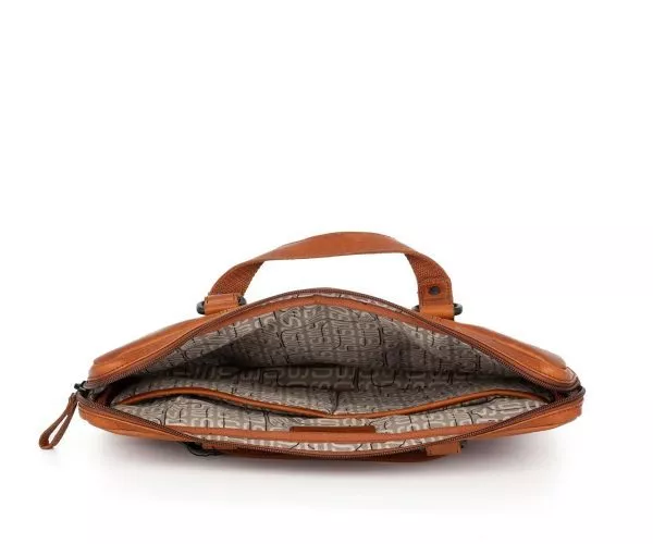 Spikes & Sparrow Spikes & Sparrow Leren Laptophoes / Laptop Handtas – Austin – Brandy Cognac