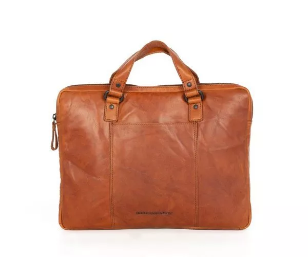 spikes & sparrow Spikes & Sparrow Leren Laptophoes / Laptop Handtas – Austin – Brandy Cognac