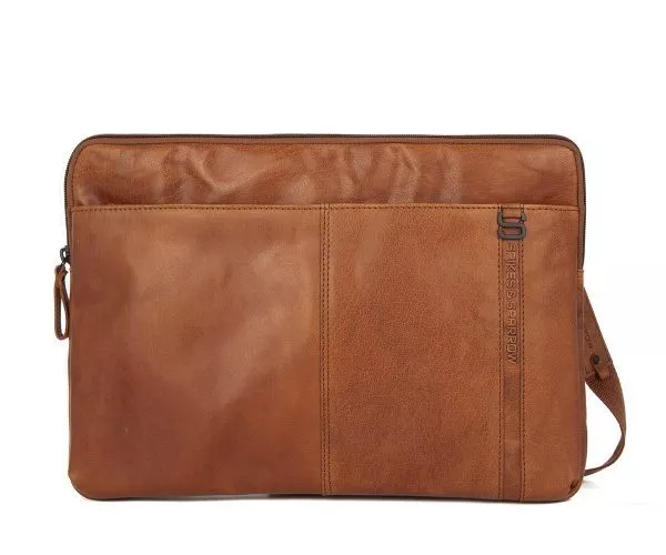 Spikes & Sparrow Spikes & Sparrow Leren Laptophoes – Seattle – Brandy Cognac