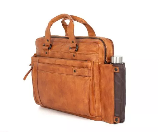 spikes & sparrow Spikes & Sparrow Leren Laptoptas – Brutus – Brandy Cognac
