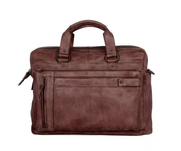 Spikes & Sparrow Spikes & Sparrow Leren Laptoptas – Brutus – Donkerbruin