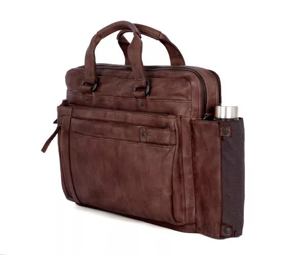 spikes & sparrow Spikes & Sparrow Leren Laptoptas – Brutus – Donkerbruin