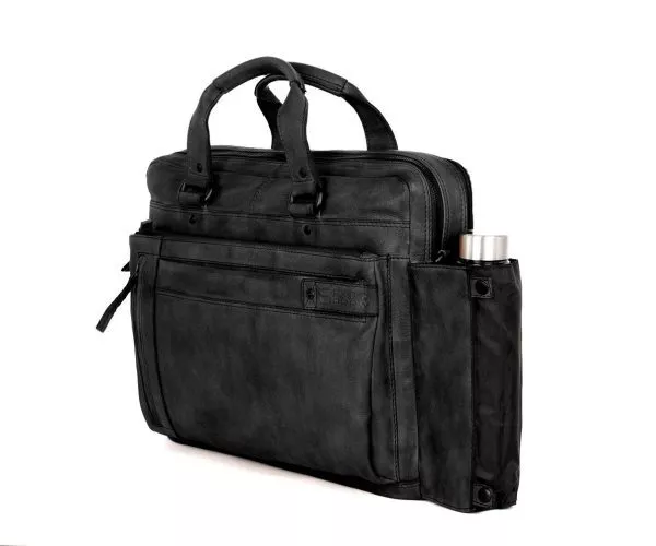 spikes & sparrow Spikes & Sparrow Leren Laptoptas – Brutus – Zwart