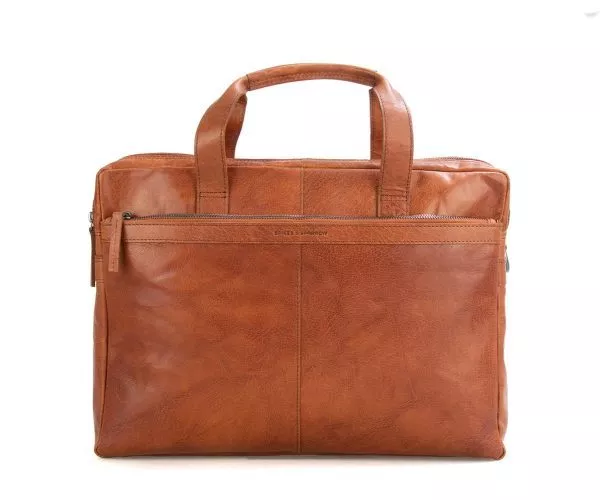 Spikes & Sparrow Spikes & Sparrow Leren Laptoptas – Colorado – Brandy Cognac
