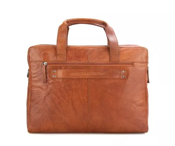 Spikes & Sparrow Spikes & Sparrow Leren Laptoptas – Colorado – Brandy Cognac