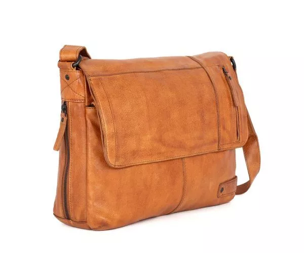 Spikes & Sparrow Spikes & Sparrow Leren Laptoptas – Deen – Brandy Cognac