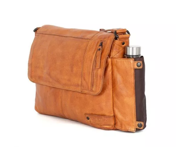 spikes & sparrow Spikes & Sparrow Leren Laptoptas – Deen – Brandy Cognac