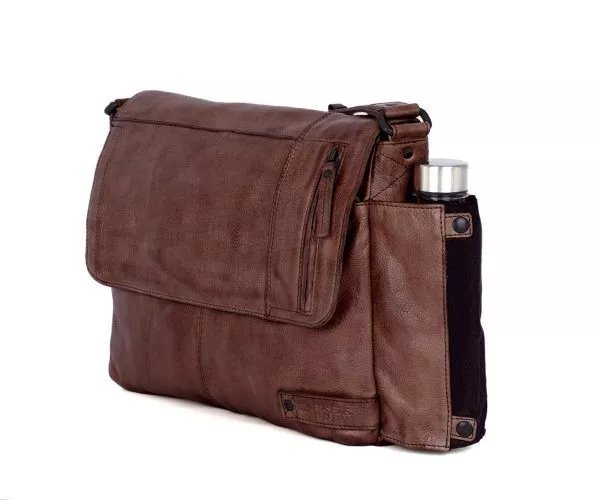 spikes & sparrow Spikes & Sparrow Leren Laptoptas – Deen – Donkerbruin