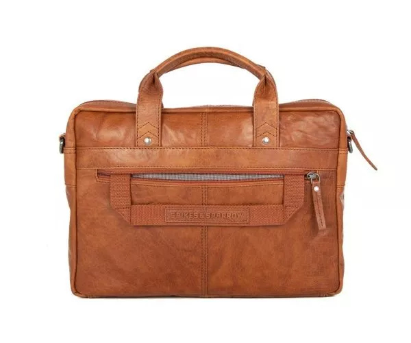 Spikes & Sparrow Spikes & Sparrow Leren Laptoptas – Florida – Brandy Cognac