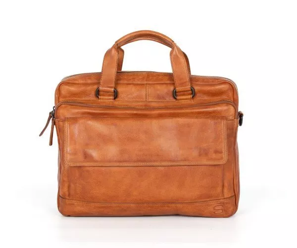 Spikes & Sparrow Spikes & Sparrow Leren Laptoptas – Kevin – Brandy Cognac