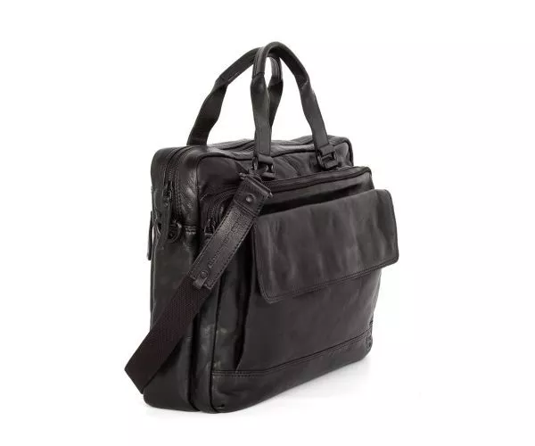 spikes & sparrow Spikes & Sparrow Leren Laptoptas – Kevin – Zwart