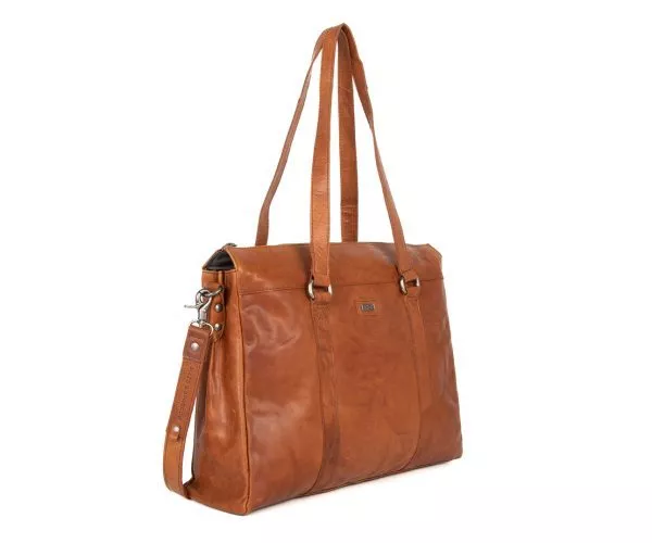 Spikes & Sparrow Spikes & Sparrow Leren Laptoptas Met Tabletvak – California – Brandy Cognac