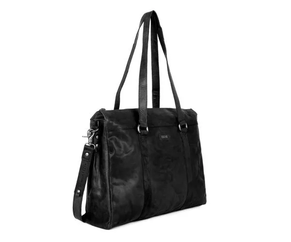 Spikes & Sparrow Spikes & Sparrow Leren Laptoptas Met Tabletvak – Californië – Zwart