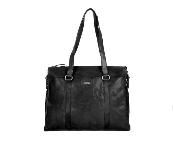 spikes & sparrow Spikes & Sparrow Leren Laptoptas met tabletvak – Californië – Zwart