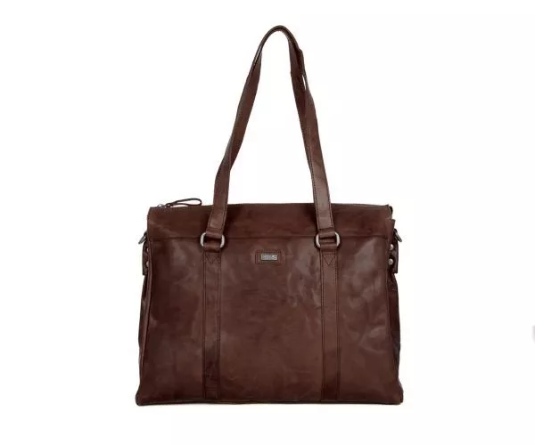 spikes & sparrow Spikes & Sparrow Leren Laptoptas met tabletvak – Californië – Donkerbruin