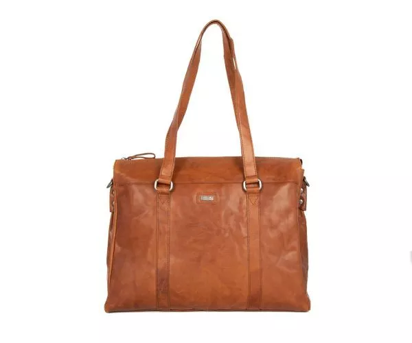 spikes & sparrow Spikes & Sparrow Leren Laptoptas met tabletvak – California – Brandy Cognac