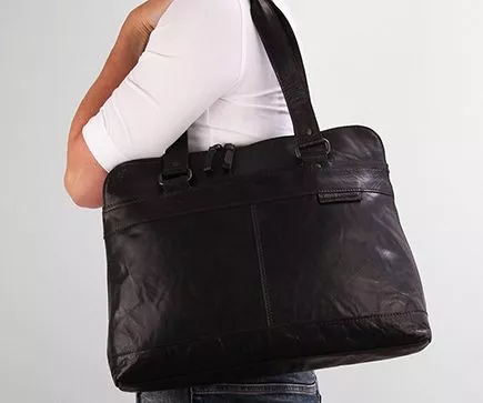 Spikes & Sparrow Spikes & Sparrow Leren Laptoptas Met Tabletvak – Eden – Donkerbruin