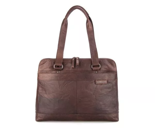 spikes & sparrow Spikes & Sparrow Leren Laptoptas met tabletvak – Eden – Donkerbruin